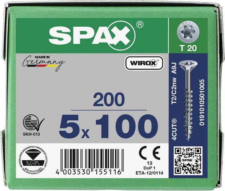 Actual product image Spax Chipboard screws SK T20 5,0x100 mm (200 Screws per piece)