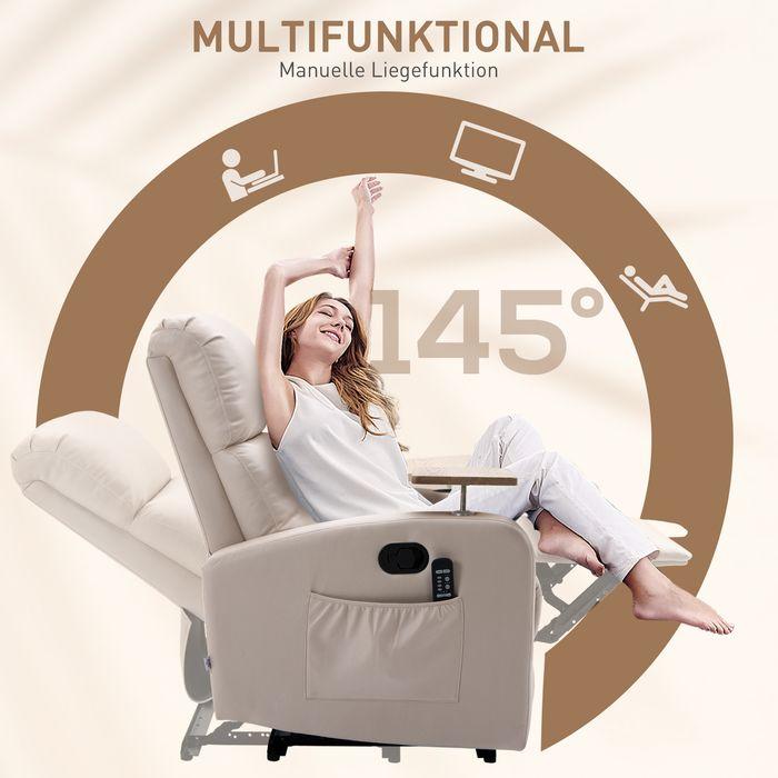 Produktbild Swisshandel24 Relaxsessel mit Massage und FB, Fernsehsessel, Mikrofaser, Beige