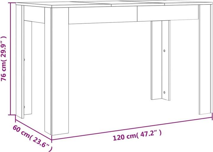 Actual product image VidaXL Esstisch Braun Eichen-Optik 120x60x76 cm (120 x 60 x 76 cm)