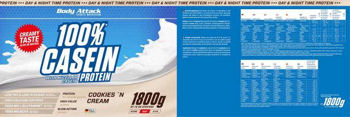 Actual product image Body Attack 100% Casein Protein (1800g can) (Nature, 1 pcs., 1800 g)