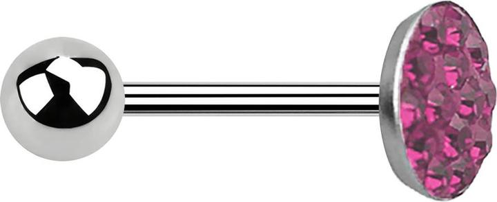 Image du produit Star Piercing Barbell argent avec boule et disque cristal rose (sans laiton, Acier chirurgical 316L)