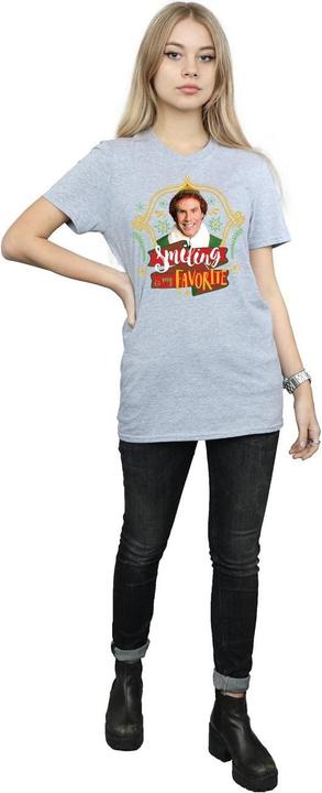 Actual product image Elf Womens/Ladies Buddy Smiling Cotton Boyfriend T-Shirt (M)