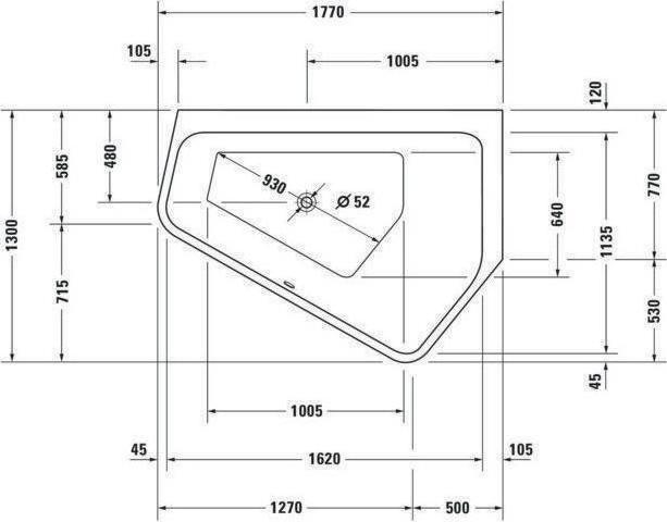 Produktbild Duravit Whirlwanne PAIOVA 5 Ecke re 205 l 1770x1300mm we Air-System (205 l, 177 cm, 130 cm)