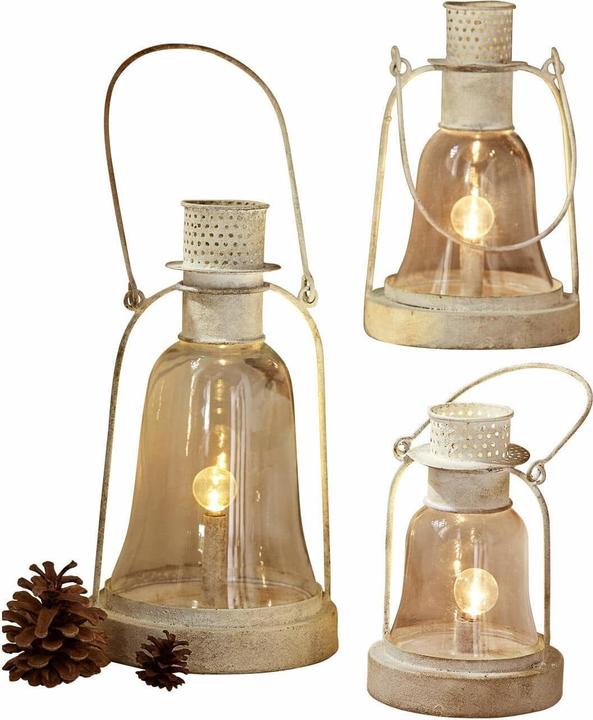 Actual product image Loberon LED Lantern Set of 3 Fitou Antique White (H, 3 x)