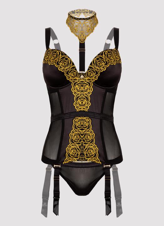 Produktbild Fifty Shades of Grey Captivate Black and Gold Basque Set (One Size)