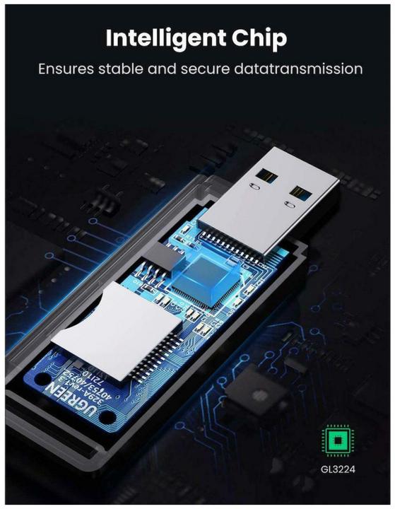 Image du produit Ugreen CM104 Lecteur de cartes mémoire SD/microSD USB 3.0 (noir) (USB 3.0)