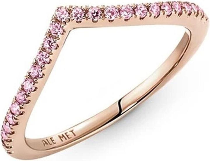 Actual product image Pandora 14kt Rose Gold Sparkling Wishbone Pink Ring (48)