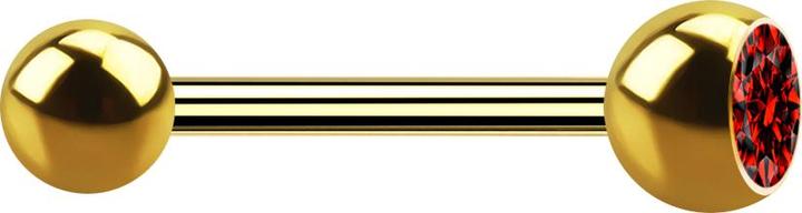 Image du produit Star Piercing Barbell vergoldet mit Kugel und Kugel Kristall rot (sans laiton, Acier chirurgical 316L)