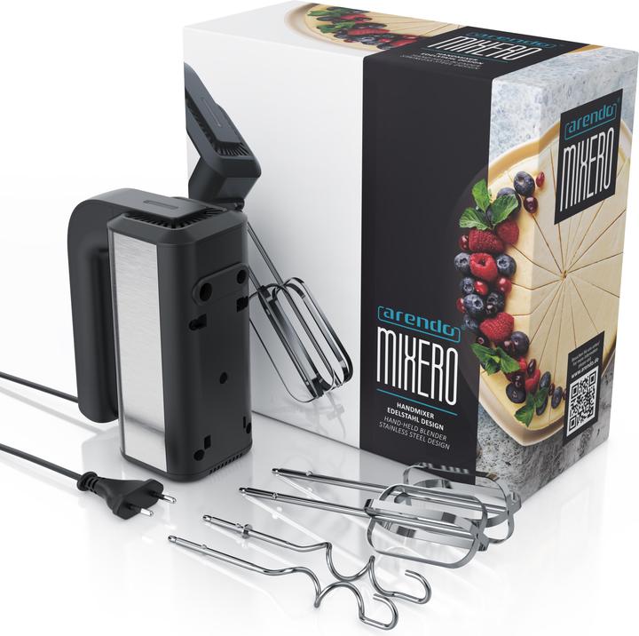 Actual product image Arendo Hand mixer, hand mixer, 5 speeds, incl. 2 whisks & 2 dough hooks, hand mixer 350 W (350 W)
