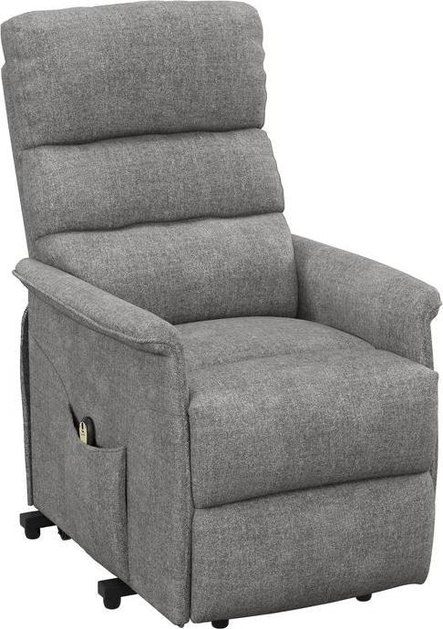 Immagine prodotto Swisshandel24 Poltrona TV con supporto, elettrica, funzione reclinabile, look lino, telecomando, grigio