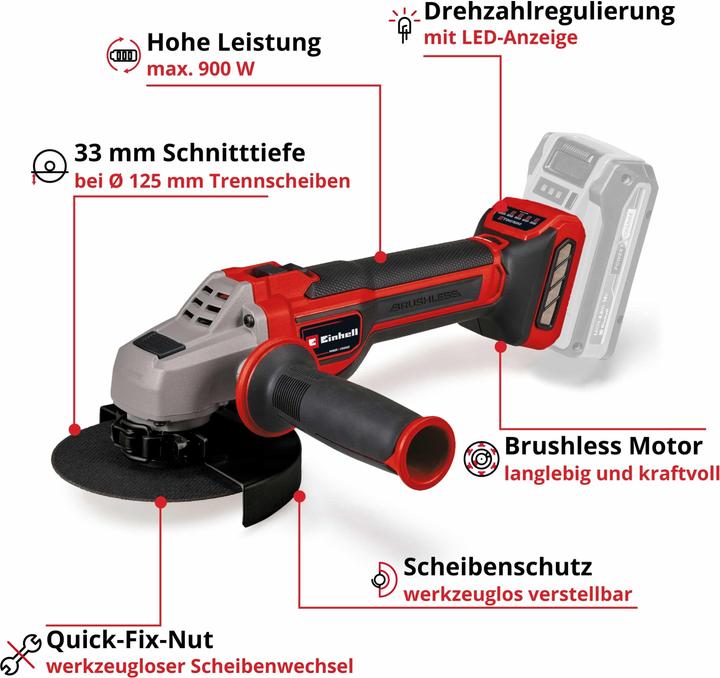 Actual product image Einhell TP-AG 18/125 CE Q Li - Solo (125 mm)