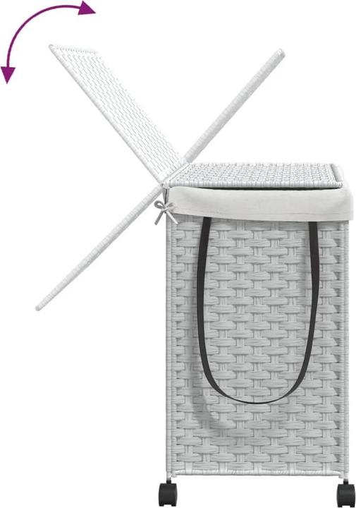 Produktbild VidaXL Wäschekorb mit Rollen Weiss 60x35x60,5 cm Rattan,Farbe