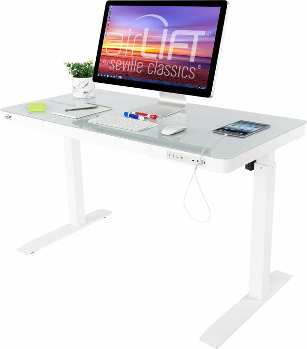 Produktbild Seville Classics Stehtisch Airlift 1.2 x 0.6 m, Weiss, Tiefe