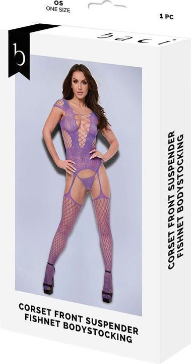 Immagine prodotto Baci XGEN Calze a rete con reggicalze - Viola (Taglia unica UK 2-14) - Sensuale e seducente (Taglia unica)