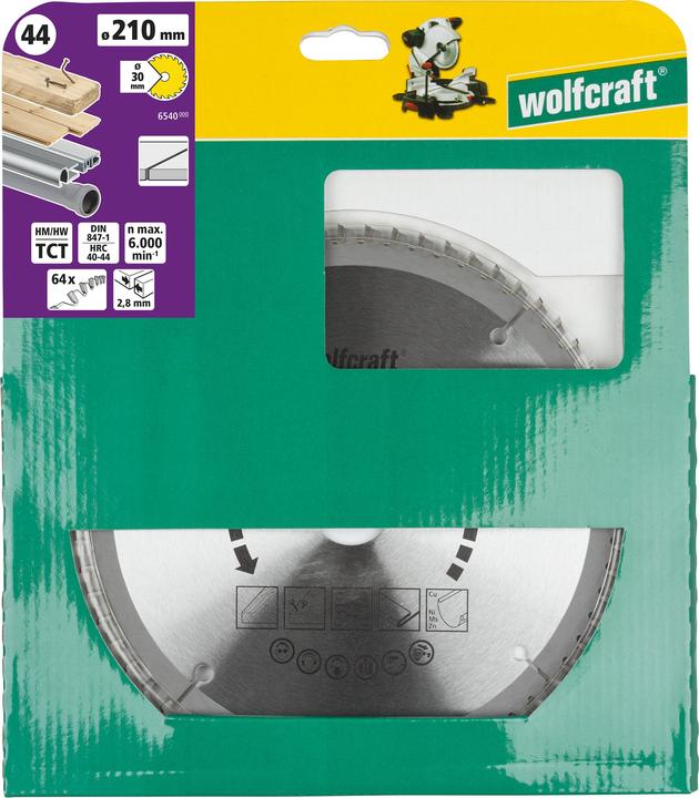 Produktbild wolfcraft Kapp- und Gehrungssägeblatt HM, Serie lila, Ø 254 mm