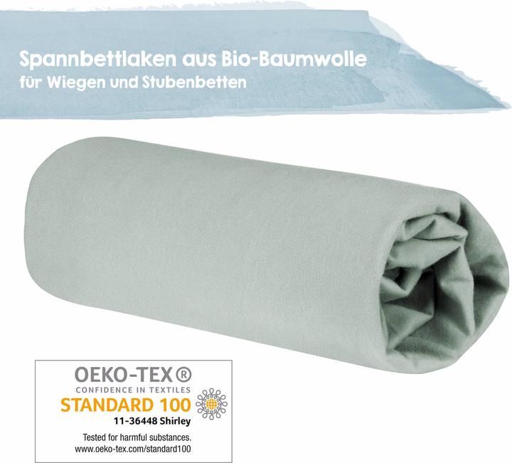 Produktbild Roba Spannbettlaken Jersey, 45 x 90 cm und 40 x 90 cm Lil Planet frosty green (45 x 90 cm)