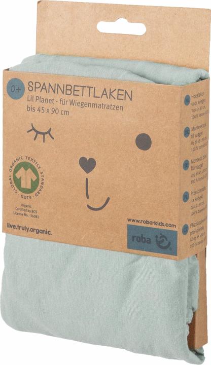 Produktbild Roba Spannbettlaken Jersey, 45 x 90 cm und 40 x 90 cm Lil Planet frosty green (45 x 90 cm)