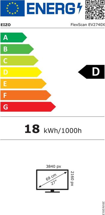 Energy Label Eizo FlexScan EV2740X (3840 x 2160 Pixels, 27")