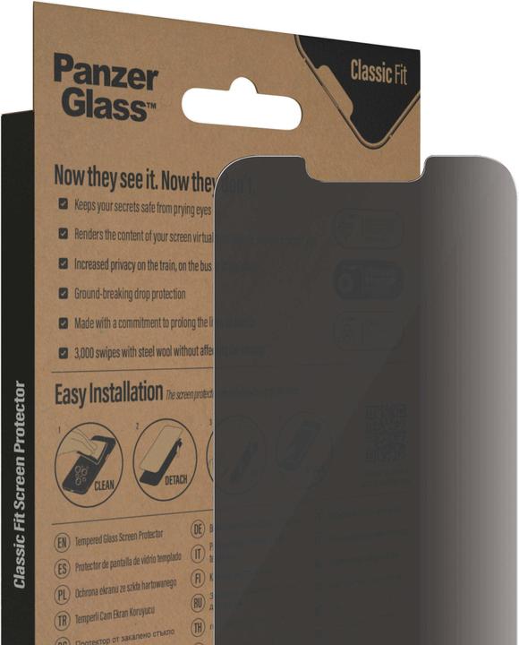 Immagine prodotto PanzerGlass Classic Fit Privacy (1 Pezzo/i, Apple iPhone 14, Apple iPhone 13 Pro, Apple iPhone 13)