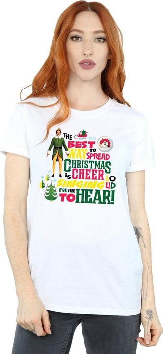 Actual product image Elf Womens/Ladies Christmas Cheer Cotton Boyfriend T-Shirt (S)