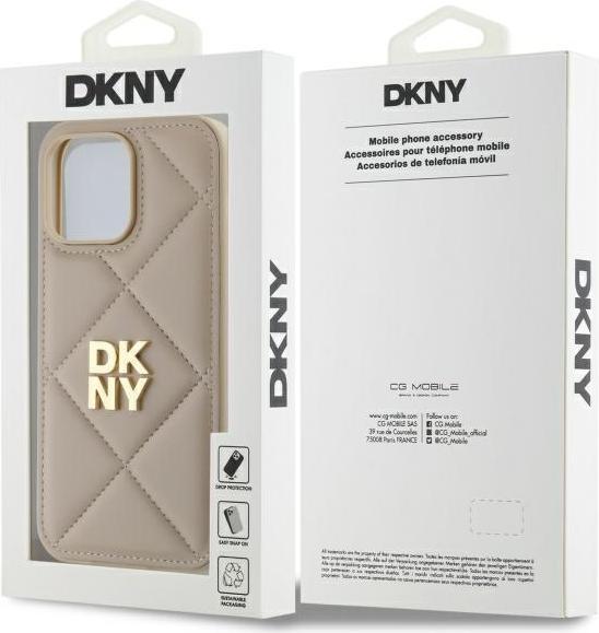 Actual product image DKNY DKHCP14LPQDSLE iPhone 14 Pro 6.1" beżowy/beige Quilted Stack Logo (Apple iPhone 14 Pro)