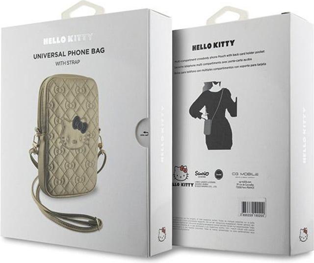 Immagine prodotto Hello Kitty Custodia a tracolla in pelle PU Qulited - oro (Apple iPhone 16)