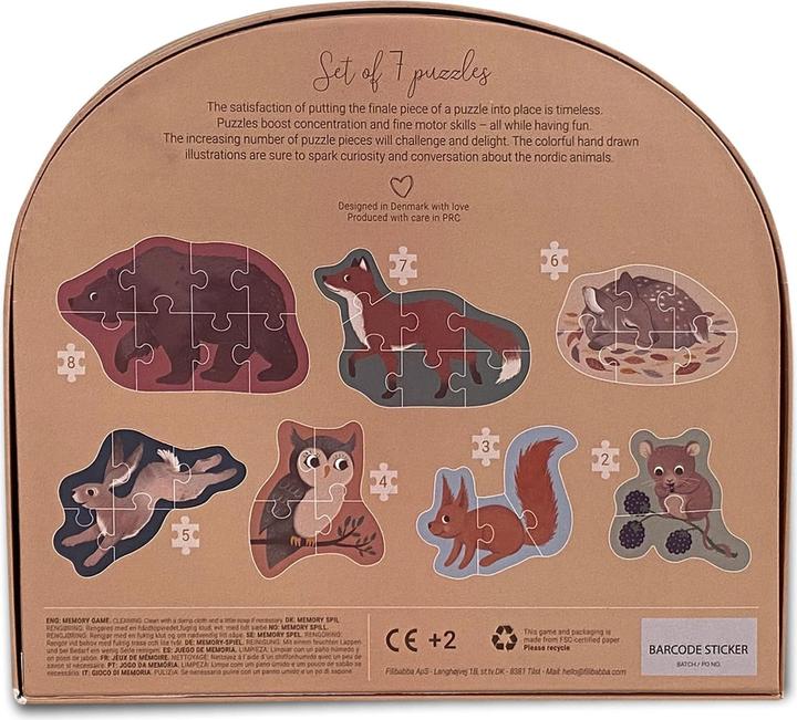 Produktbild Filibabba Set of 7 puzzles - Nordic animals (FI-02178) (30 Teile)