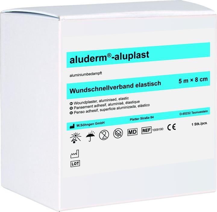 Actual product image Söhngen Wound plaster aluderm-aluplast elastic (size 5m x 8 cm, wound pad aluminium vapourised, ver