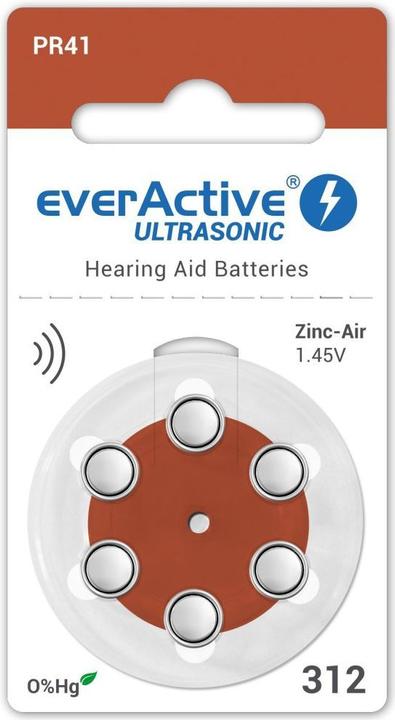 Image du produit Everactive Ultrasonic 312 - Piles pour appareils auditifs (6 pcs, A312)