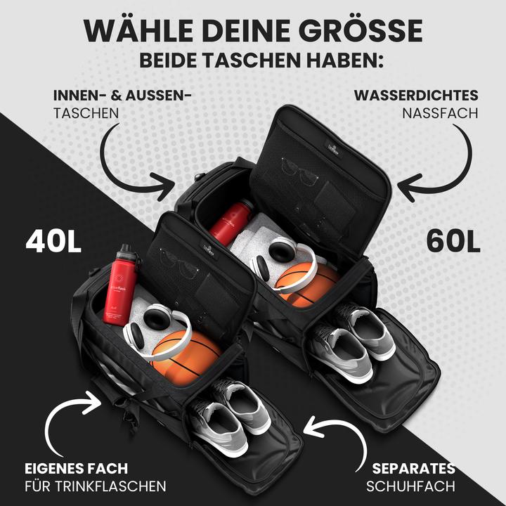 Immagine prodotto BeMaxx Borsa da allenamento per lo sport, 60L, Bianco (60 l)