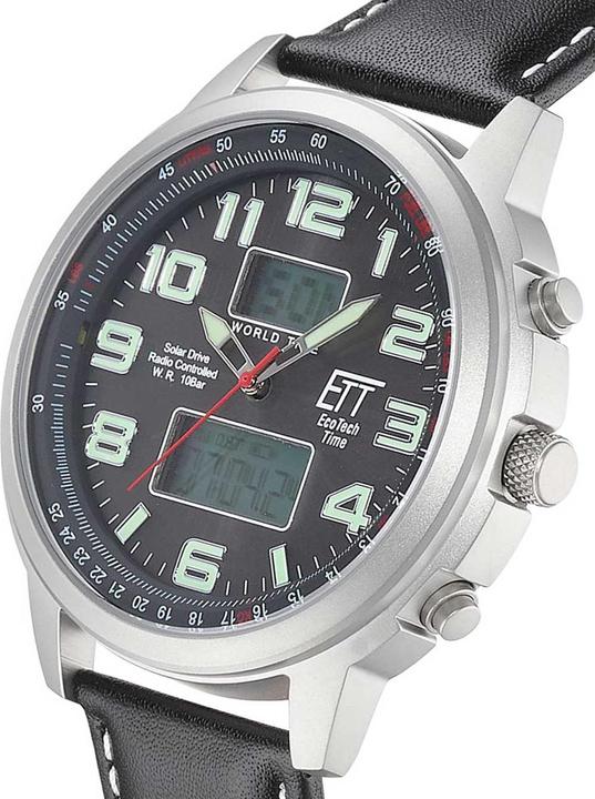 Actual product image ETT EGS-11301-22L Solar Drive Radio Control Hunter II Chronograph Men's Watch (Chronograph, Radio-controlled clock, 48 mm)