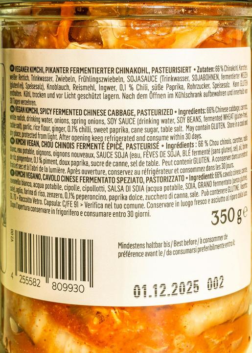 Nutritional values and ingredients KoRo Kimchi (350 g)