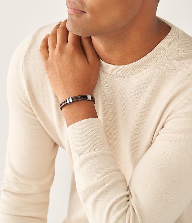 Image du produit Fossil Bracelet de bijoux (21.30 cm, Acier inoxydable, Cuir)