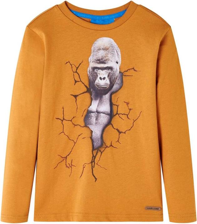 Image du produit VidaXL T-shirt manches longues enfant ocre foncé 128,Matière : 100 (128)