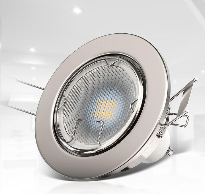 B.K.Licht LED Einbauleuchten-Set, matt-nickel, 10xLED/GU10/5W (400 lm, GU10)