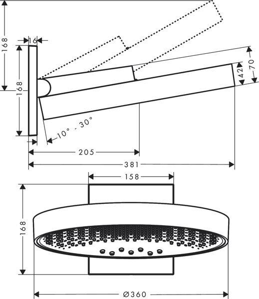 Immagine prodotto hansgrohe Soffione doccia Rainfinity 360 3jet 26234000 36 cm cromo (3 Tipi di raggi, 16 l/min)