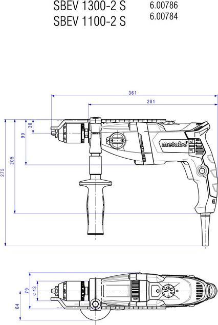 Immagine prodotto Metabo Trapano a percussione SBEV 1100-2 S (600784500) custodia in plastica (Corrente elettrica)