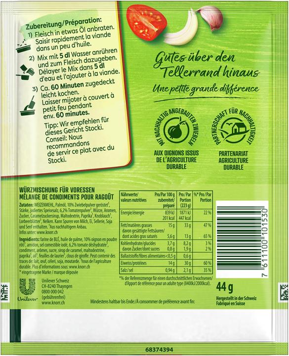 Nährwerte und Zutaten Knorr Würzmix (44 g)
