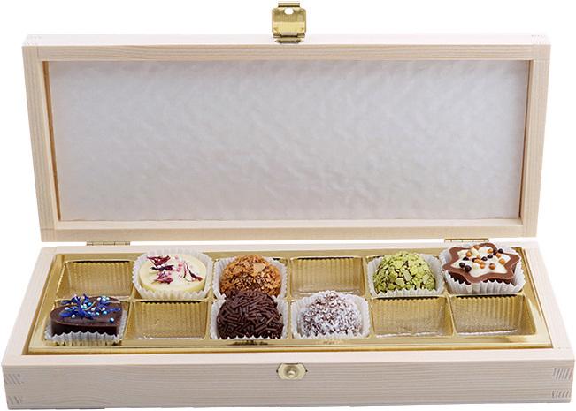 Produktbild miniSchoggi Pralinenschachtel aus Holz für 12 Pralinen (12 x)