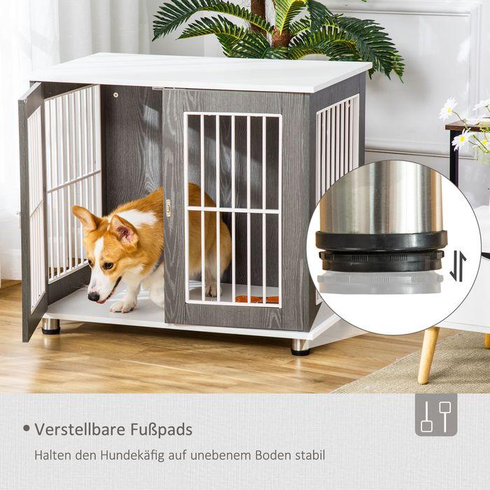 Produktbild Swisshandel24 Hundehütte Hundehaus aus Holz Transportbox mit Tischoberfläche Kissen Kleintierkäfig Beistelltisch G (Hund, Abschliessbar, Faltbar)