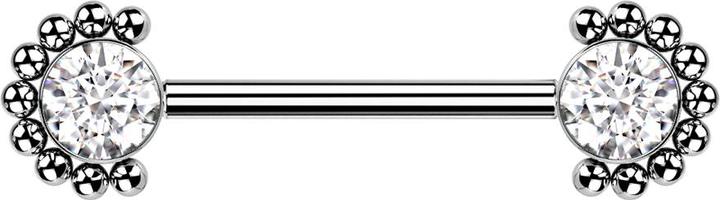 Actual product image Star Piercing Barbell Innengewinde silber front Kugelhalbblume Kristall silber (without brass, Titanium G23)