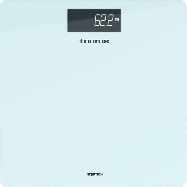 Actual product image Taurus Inception Digital Bathroom Scale 28cm x 28cm Tempered Glass - Blue (180 kg)