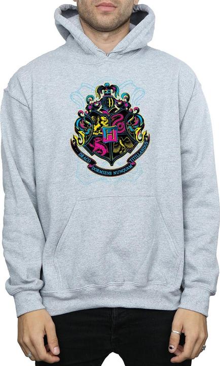 Actual product image Mens Neon Hogwarts Crest Hoodie (XL)