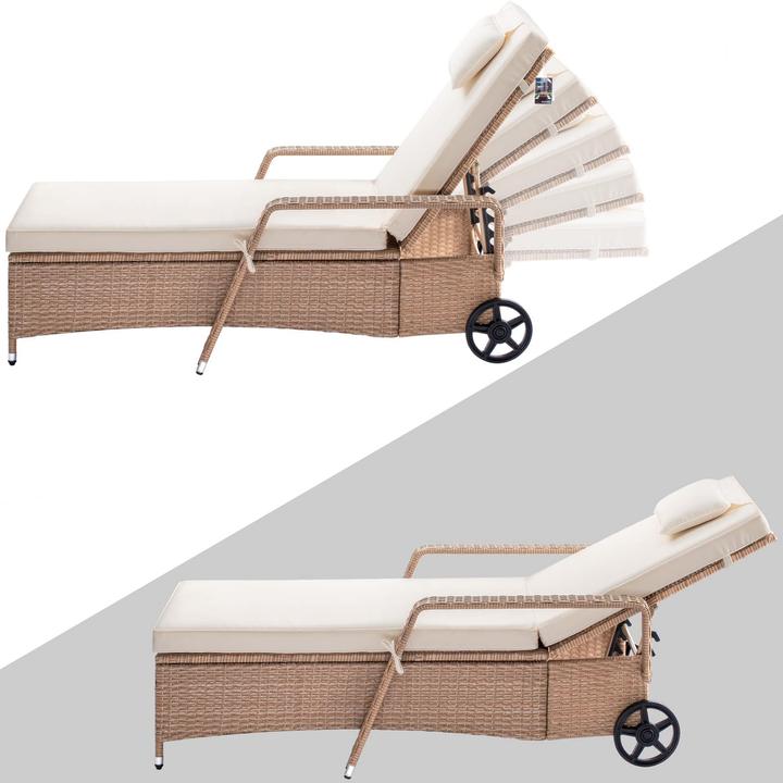 Immagine prodotto Casaria Lettino da giardino in polyrattan (193 cm)