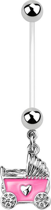 Immagine prodotto Star Piercing Banana trasparente con due palline argento Ciondolo carrozzina rosa (Acciaio chirurgico 316L, Ottone, Bioflex)