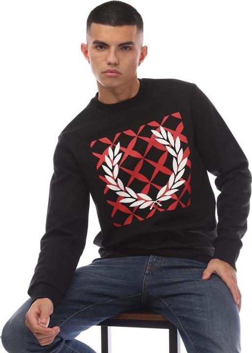 Actual product image Fred Perry Mens Cross Stitch Crew Neck Sweatshirt (S)