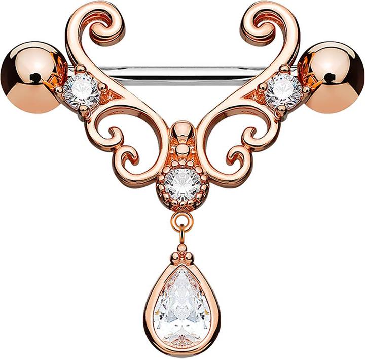 Image du produit Star Piercing Barbell rosegold Herz filigran mit Anhänger (Acier chirurgical 316L, Laiton)