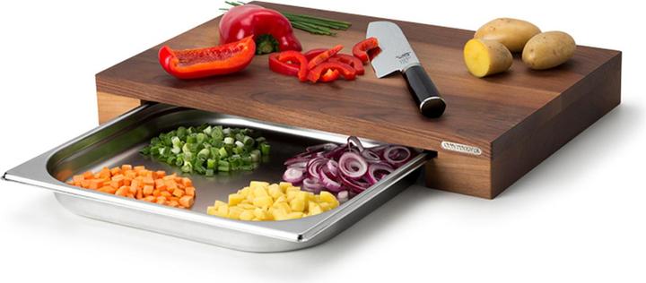 Immagine prodotto Continenta Tagliere in noce con cassetto in acciaio inox, 39x27x6 cm