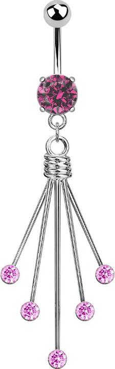 Immagine prodotto Star Piercing Banana in argento con ciondolo a cinque aghi di cristallo rosa (Acciaio chirurgico 316L, senza ottone)