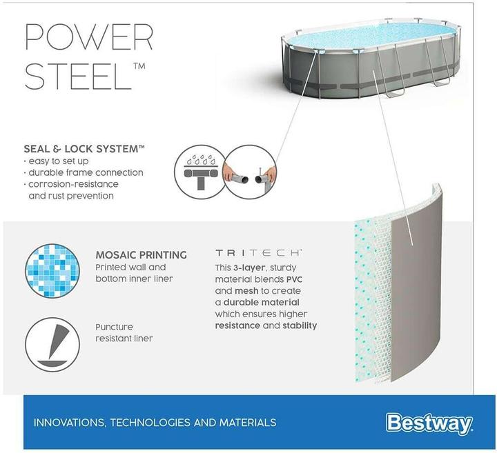 Immagine prodotto Bestway Power Steel Pool ovale 305x200x84cm (305 x 200 x 84 cm)